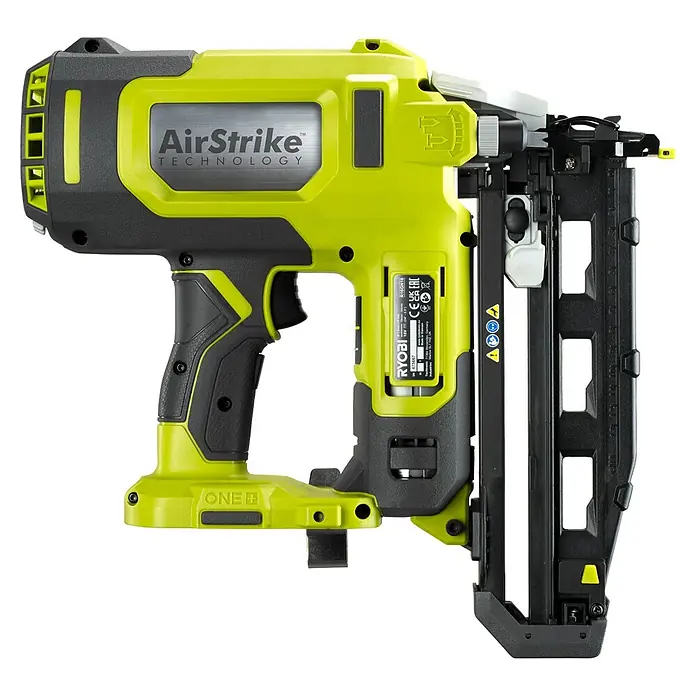 Ryobi ONE+ Akku-Nagler R18GN18-0 - 18 V, Ohne Akku, Länge Nagel: 15 mm - 50 mm - Ryobi AirStrike Akku-Nagelpistole, ein kabelloses Werkzeug für professionelle Befestigungen mit hoher Leistung und Präzision.