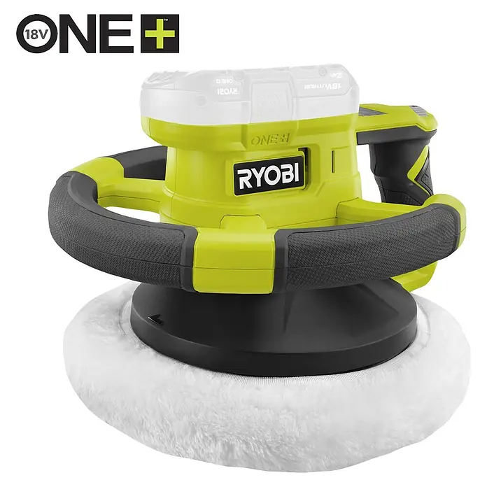 Ryobi ONE+ Polierrad RAK2BB - Passend für: RBP18250-0, 2 Stk., Durchmesser: 250 mm - Abbildung eines RYOBI ONE+ Akku-Poliermaschine, ideal zum Polieren von Autos und anderen Oberflächen. Das kabellose Design sorgt für Flexibilität.