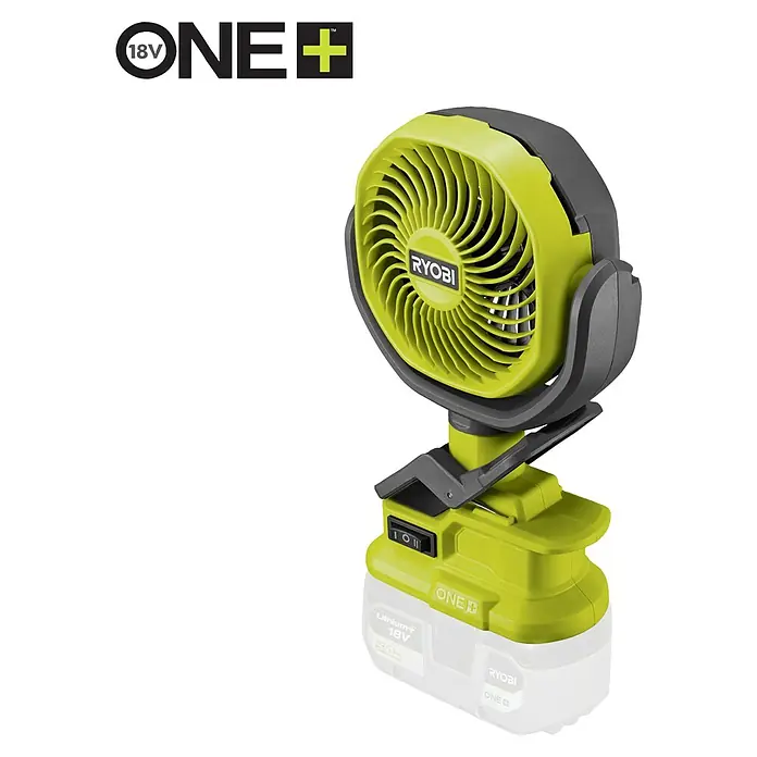 Ryobi ONE+ Akku-Ventilator RCF18-0 - 18 V, Ohne Akku - Ryobi ONE+ Akku-Ventilator, ideal für Baustellen und unterwegs, mit verstellbarem Kopf für flexible Kühlung.