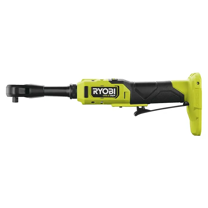 Ryobi ONE+HP Akku-Ratschenschrauber RRW1838X-0 - 18 V, Ohne Akku, ⅜″ Vierkant, 75 Nm - Der RYOBI ONE+ HP Ratschenschlüssel, ein akkubetriebenes Werkzeug mit gelbem und schwarzem Design, ideal für Schraubarbeiten.
