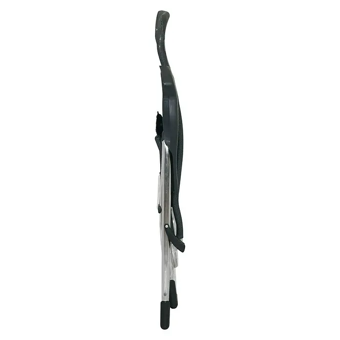 Crespo Silla de camping Crespo - Aluminio/Textiline, Antracita, An x Pr x Al: 64 x 64 x 115 cm - Toma de una silla de playa portátil plegada con estructura metálica de color plateado y tela negra.