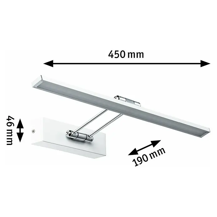 Paulmann Galeria LED-Bilderleuchte Beam Fifty - 7 W, L x B x H: 45 x 19 x 4,6 cm, Weiß, Warmweiß - LED-Bilderleuchte in Weiß mit den Maßen 450 x 46 x 190 mm zur optimalen Ausleuchtung von Kunstwerken und Bildern.