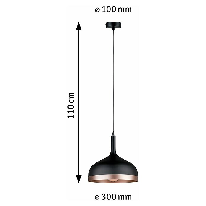Paulmann Neordic Viseća svjetiljka (20 W, Crno / bakreno, Visina: 110 cm)