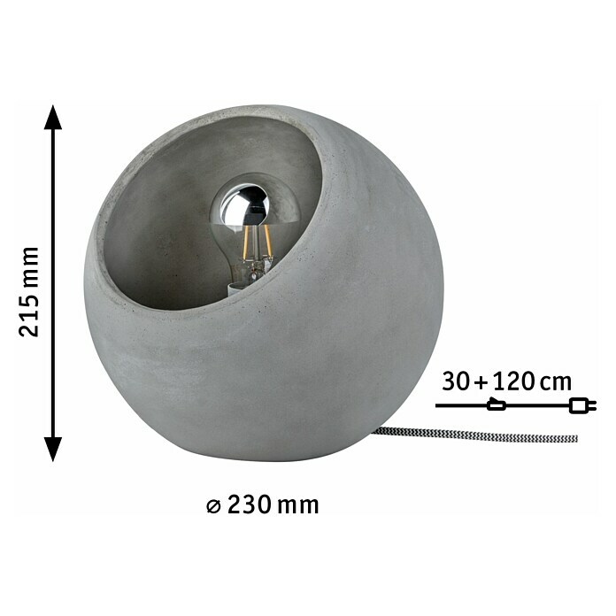 Paulmann Neordic Tischleuchte rund Ingram (1-flammig, 20 W, E27, Höhe: 21,5 cm)