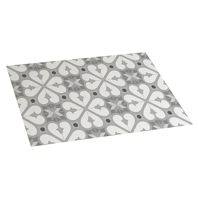 Alfombra de vinilo Croma BCN - Gris, 75 x 45 cm - Alfombra de suelo gris con un elegante diseño floral, ideal para decorar superficies y añadir un toque de estilo a tu hogar.