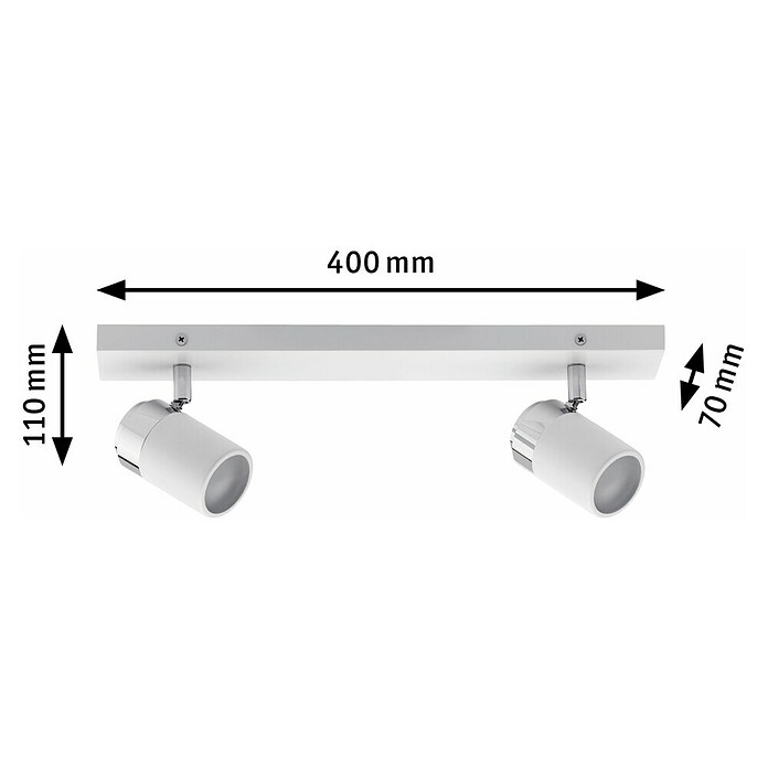 Paulmann Foco de una luz (2 x 10 W, Blanco/Cromado, L x An x Al: 7 x 40 x 11 cm, 2 luces)