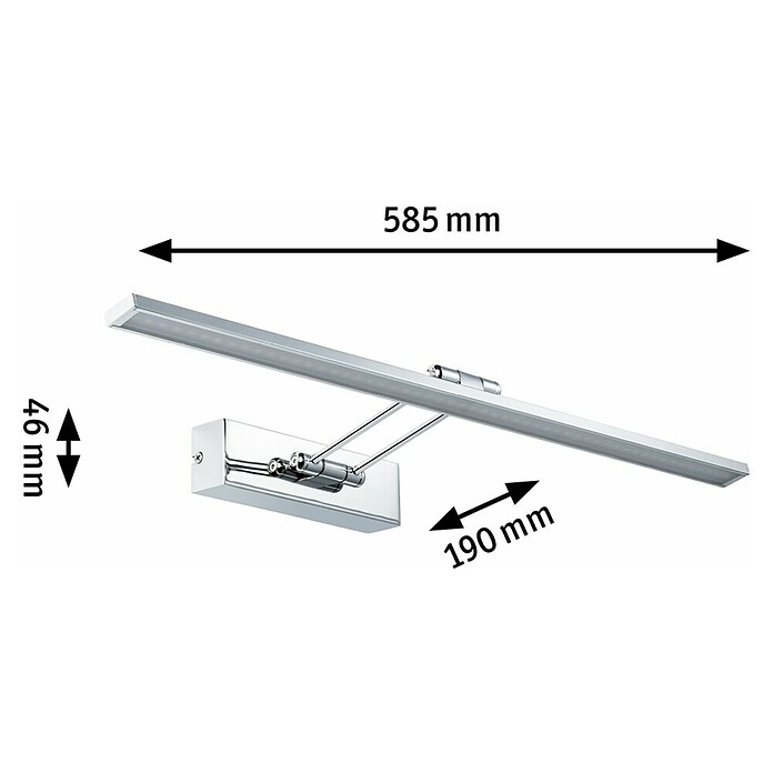 Paulmann Galeria Aplique LED para cuadros (11 W, Color de luz: Blanco cálido, L x An: 58,5 x 19 cm, Cromo)