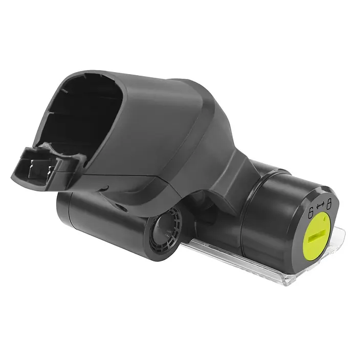 Ryobi Staubsaugeraufsatz RSVMBB - Passend für: Ryobi ONE+ Akku-Staubsauger RSV18-0, RSV18X und RSV18X1 - Nahaufnahme eines schwarzen Staubsaugeraufsatzes mit gelbem Einstellknopf und transparentem Fuß.
