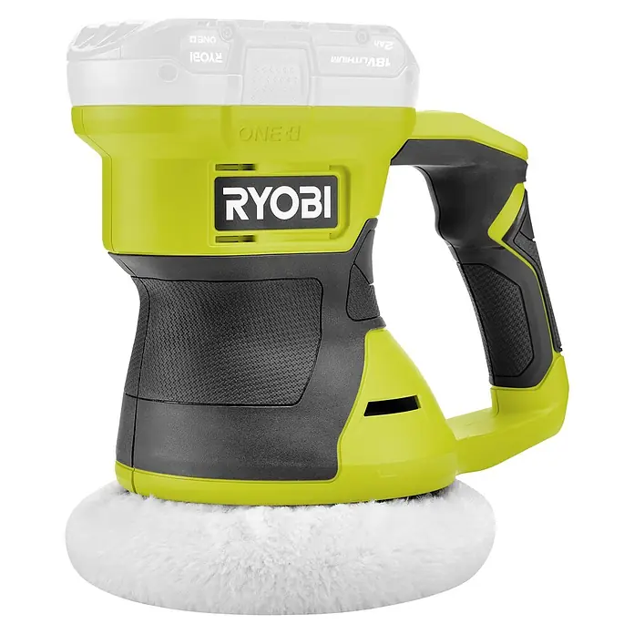 Ryobi ONE+ Akku-Poliermaschine RBP18150-0 - Ohne Akku, Leerlaufdrehzahl: 1.500 U/min - 4.500 U/min - Abbildung eines Ryobi ONE+ Akku-Polierers, ein Werkzeug zum Polieren von Oberflächen mit einem Akku-Antrieb.
