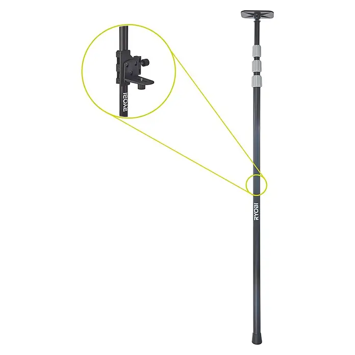Ryobi Teleskopstange RBCLTP1 - 3 -tlg., Arbeitshöhe: 124 cm - 320 cm - Ryobi Nivellierstab für präzise Messungen. Das ideale Werkzeug für Baustellen und Heimwerkerprojekte, mit praktischer Halterung für Laser.