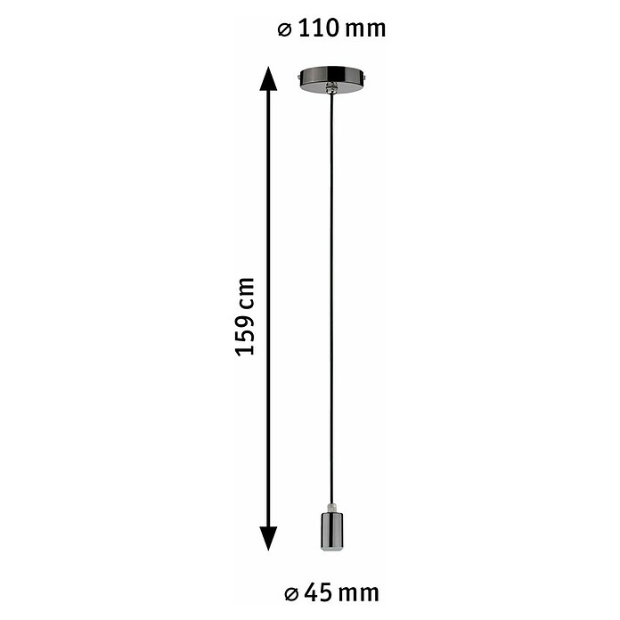 Paulmann Lámpara colgante Larus (Altura: 159 cm, Cromo/Negro, E27, IP44) | BAUHAUS