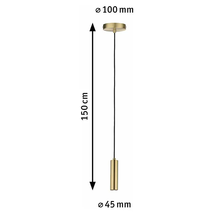 Paulmann Pendelleuchte Kine - Gold, 150 cm, 20 W, E27 - Pendelleuchte in Goldoptik mit den Maßen Ø 100 mm (oben) und Ø 45 mm (unten), Gesamtlänge 150 cm – elegantes Design für Ihr Zuhause.