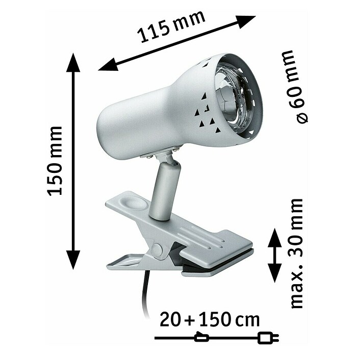 Paulmann Foco con fijación (1 luz, 40 W, Plateado)