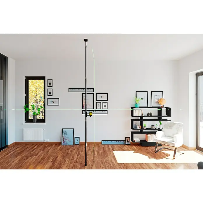 Ryobi Teleskopstange RBCLTP1 - 3 -tlg., Arbeitshöhe: 124 cm - 320 cm - Einrichtung eines Raumes mit einem präzisen Laser-Kreuzlinienlaser zur perfekten Ausrichtung von Dekoration und Möbeln.