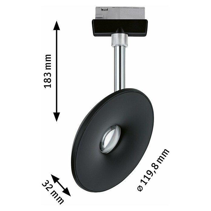 Paulmann URail Foco LED para riel Esférico (Negro, L x An x Al: 32 x 119,8 x 183 mm) | BAUHAUS