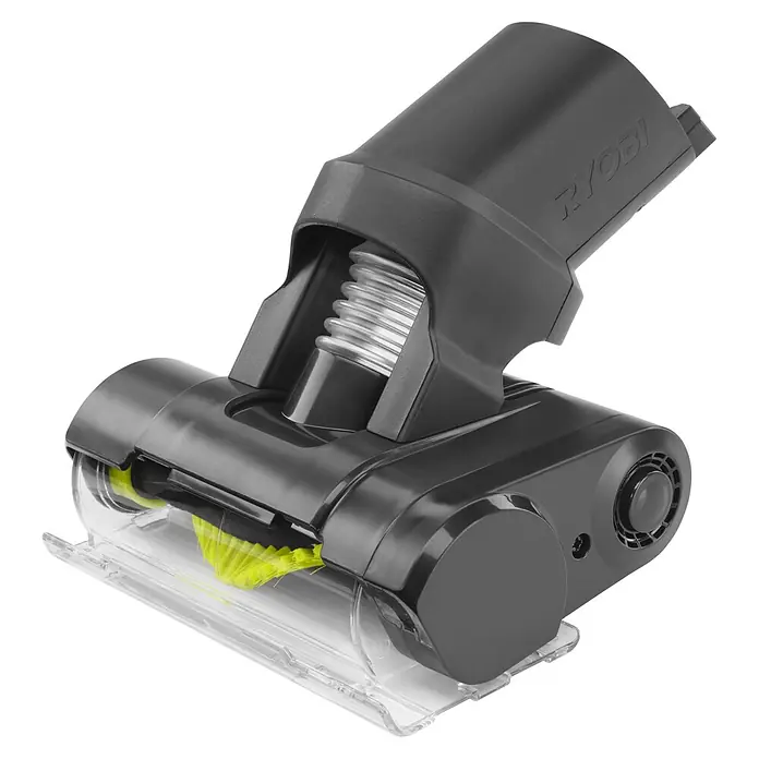 Ryobi Staubsaugeraufsatz RSVMBB - Passend für: Ryobi ONE+ Akku-Staubsauger RSV18-0, RSV18X und RSV18X1 - Detailaufnahme eines Ryobi-Staubsaugeraufsatzes mit grüner Bürste und transparentem Gehäuse. Ideal für gründliche Reinigungsarbeiten.