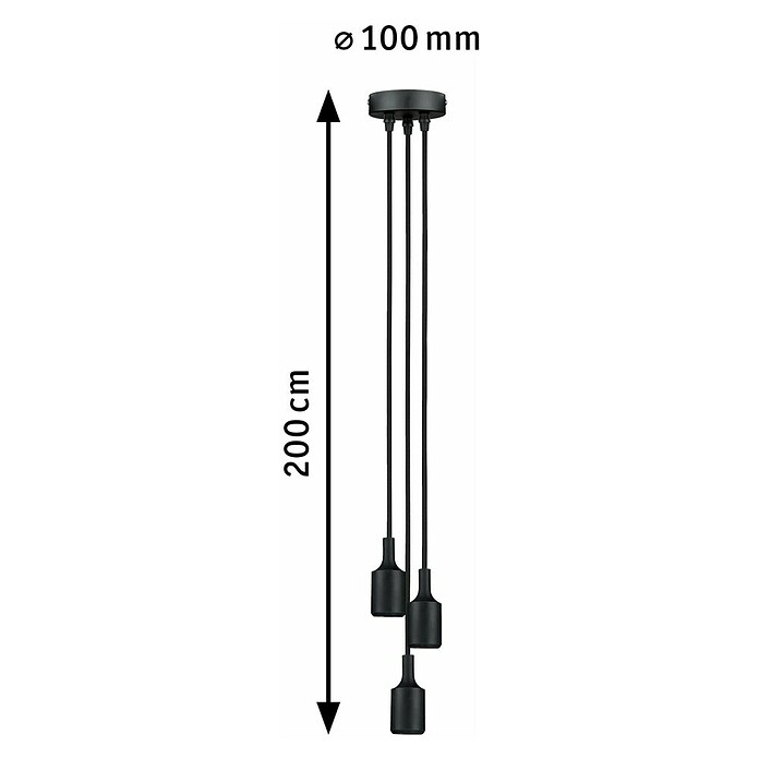 Paulmann Neordic Viseća svjetiljka (3 x 20 W, Crna, Visina: 200 cm)
