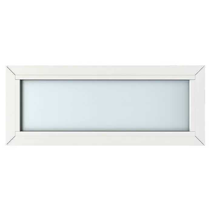 Gerda Oberlicht Altus Kyoto - 100 x 40 cm, Verkehrsweiß, Sandgestrahlt - Rechteckiger weißer Fensterrahmen mit hellblauer Fensterscheibe.
