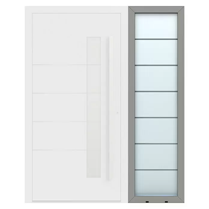 Gerda Seitenteil Altus Kyoto - 60 x 210 cm, Staubgrau, Sandgestrahlt mit Klarstreifen - Vorderansicht