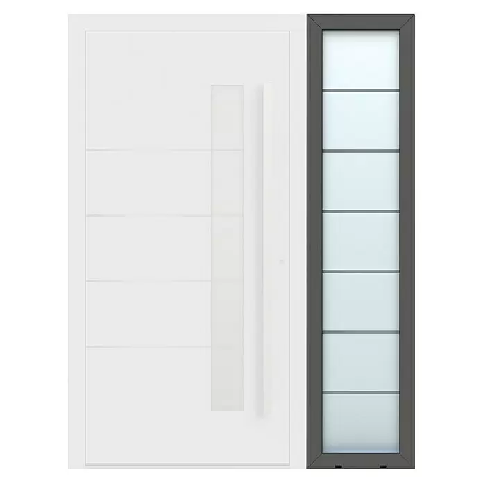Gerda Seitenteil Altus Kyoto - 50 x 210 cm, Anthrazitgrau, Sandgestrahlt mit Klarstreifen - Vorderansicht