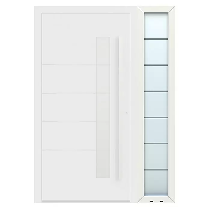 Gerda Seitenteil Altus Kyoto - 40 x 210 cm, Verkehrsweiß, Sandgestrahlt mit Klarstreifen - Vorderansicht