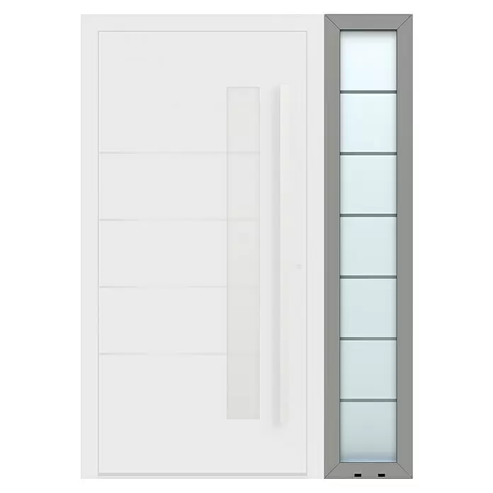 Gerda Seitenteil Altus Kyoto - 40 x 210 cm, Staubgrau, Sandgestrahlt mit Klarstreifen - Vorderansicht