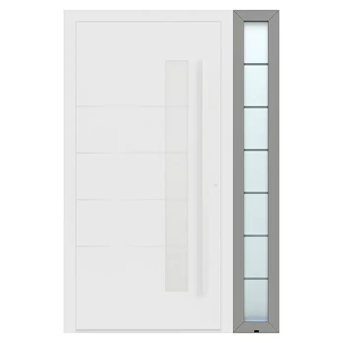 Gerda Seitenteil Altus Kyoto - 30 x 210 cm, Staubgrau, Sandgestrahlt mit Klarstreifen - Vorderansicht