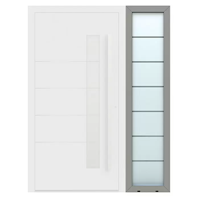 Gerda Seitenteil Altus Kyoto - 50 x 210 cm, Staubgrau, Sandgestrahlt mit Klarstreifen - Vorderansicht