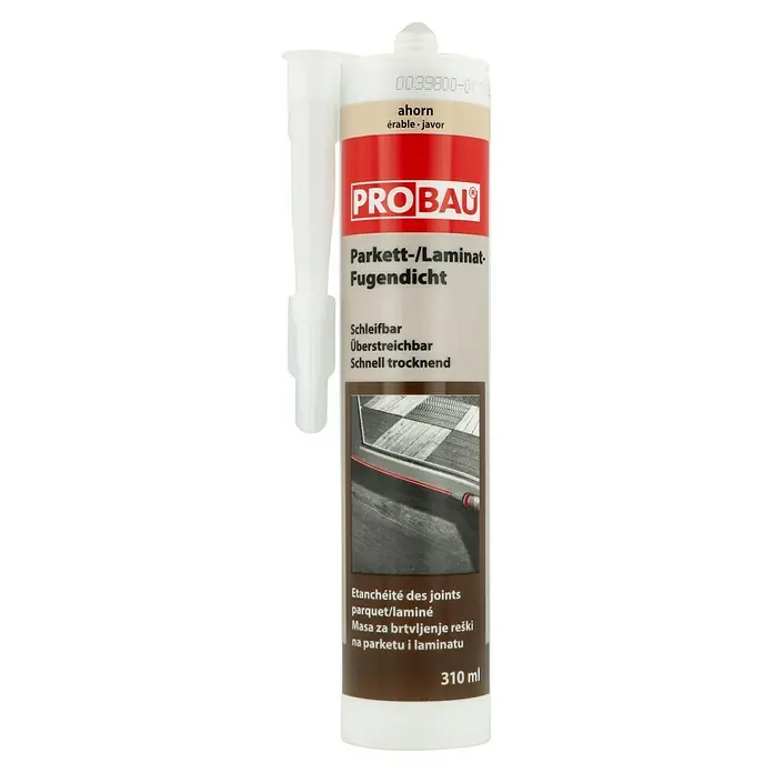 Probau Parkett-Laminat-Fugendicht - Ahorn, 310 ml - Produktbild einer Kartusche Parkett-/Laminat-Fugendicht von ProBau, Farbton Ahorn, Inhalt 310ml, für dichte und schöne Übergänge.