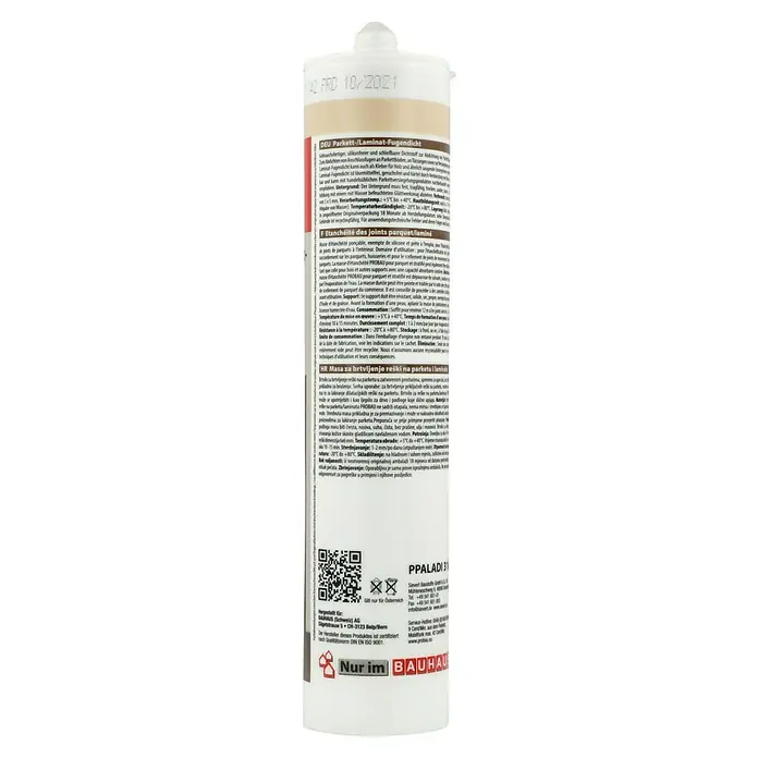 Probau Parkett-Laminat-Fugendicht - Ahorn, 310 ml - Close-up of a cartridge of parquet/laminate sealant.