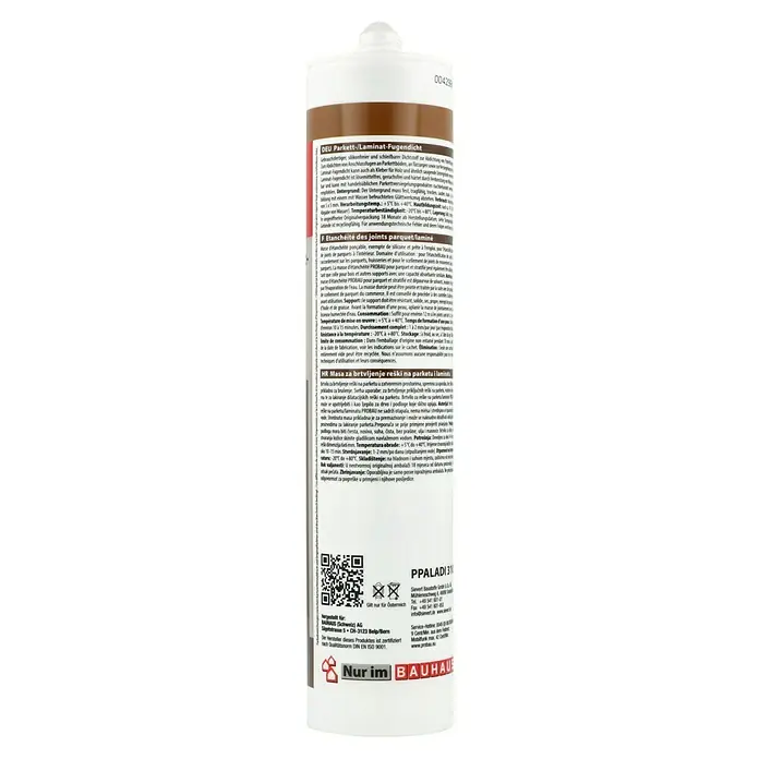 Probau Parkett-Laminat-Fugendicht - Buche, 310 ml - Bild einer Kartusche mit Parkett- und Laminat-Fugendichtstoff, ideal zum Abdichten und Ausfüllen von Fugen im Innenbereich.