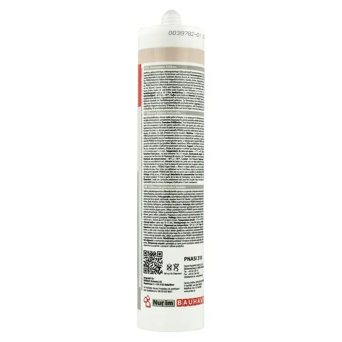 Probau Naturstein-Silikon - Beige, 310 ml - Produktabbildung einer Kartusche Naturstein Silikon, ideal für den Innen- und Aussenbereich, dauerelastisch und witterungsbeständig.