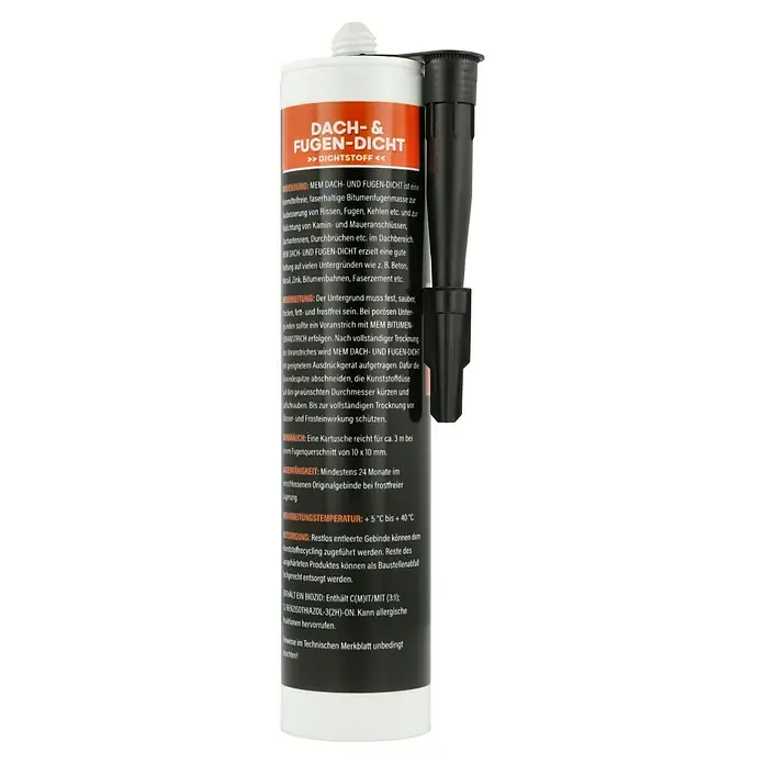 MEM Dach- & Fugendicht - 300 ml - MEM Dach- & Fugen-Dicht Dichtstoff Kartusche. Zum Abdichten von Rissen und Fugen im Dachbereich, mit Bitumenfugenmasse und guter Haftung.