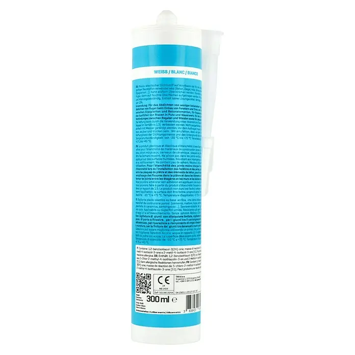Acryl-Dichtmasse - Weiß, 300 ml - Weiße Acryl-Dichtmasse. Geeignet für Beton, Ziegel, Holz und mehr. Dauerelastisch und alterungsbeständig, ideal für Fugen und Risse.
