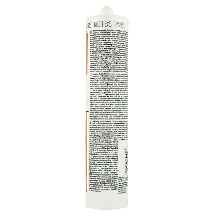 Racofix Acryl - Weiß, 310 ml - Acryl-Dichtstoffkartusche Racofix Weiss. Zum Füllen von Anschluss- und Bewegungsfugen im Innen- und Außenbereich, Farbe Weiß.