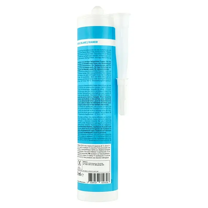 Acryl-Dichtmasse - Weiß, 300 ml - Acryldichtstoffkartusche: Ideal zum Abdichten von Fugen und Rissen im Innen- und Außenbereich, zuverlässiger Schutz vor Witterungseinflüssen.