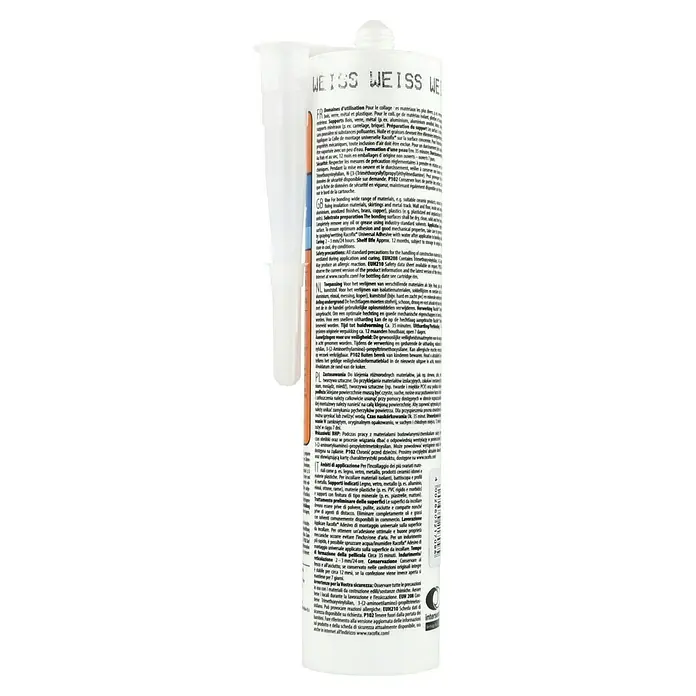 Racofix Universal-Montagekleber - 310 ml - Weiss Montagekleber Kartusche. Universeller Montagekleber für verschiedenste Materialien, ideal für Handwerker und Heimwerker.