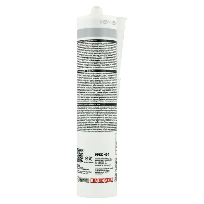 Probau Kleb- & Dichtmasse - Grau, 290 ml - Abbildung einer Kartusche Polymer Kleb + Dicht Plus, ein hochwertiger Kleb- und Dichtstoff für vielfältige Anwendungen.