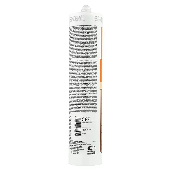 Racofix Universal-Silikon - Sandgrau, 310 ml - Sandgraue Silikondichtstoff-Tube für elastische Fugen.
