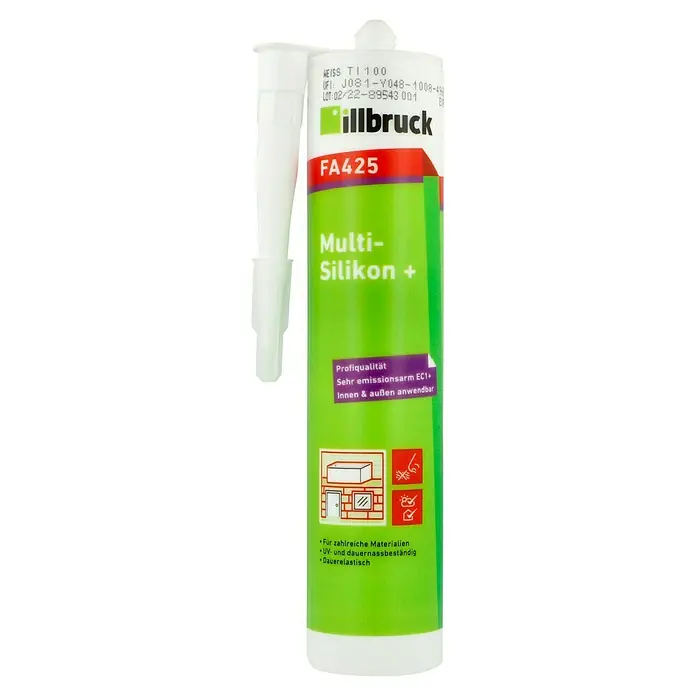 Illbruck Silikon - Weiß, 310 ml - Illbruck FA425 Multi-Silikon+: Ein hochwertiges Dichtmittel für vielfältige Anwendungen im Innen- und Außenbereich. Dauerelastisch und UV-beständig.