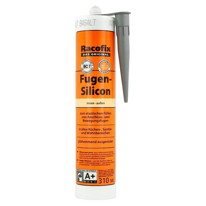 Racofix Universal-Silikon - Basalt, 310 ml - Racofix Fugen-Silicon in Basalt, ideal für elastische Füllungen in Küche, Bad und Wohnbereich. Pilzhemmend ausgestattet.