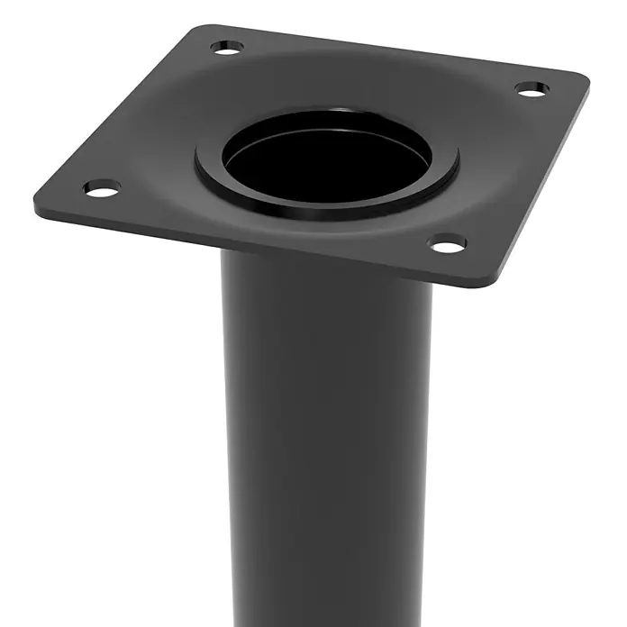Rei Möbelfuß L 300 - Ø x H: 3 x 30 cm, Traglast: 150 kg, Stahl, Schwarz - Schwarzer Metalltischfuß mit quadratischer Montageplatte und zylindrischem Schaft für Möbelkonstruktionen.