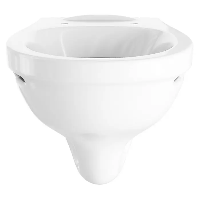 Simena Wand-WC - Mit Spülrand, Ohne Spezialglasur, Spülform: Tief, WC Abgang: Waagerecht, Weiß - Nahaufnahme einer modernen, weißen Hänge-Toilette, die durch ihr minimalistisches Design und ihre glatte Oberfläche besticht.