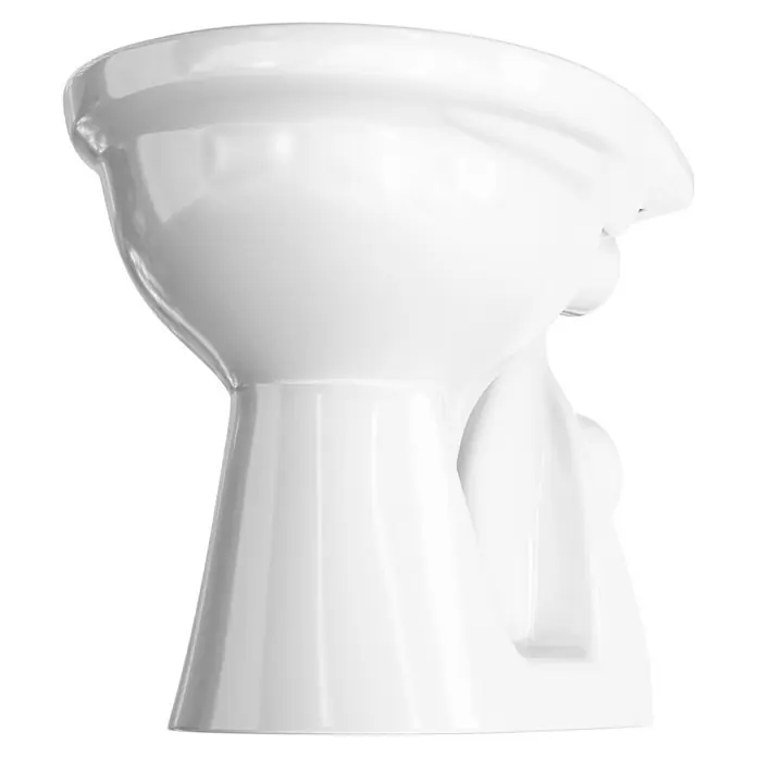 Simena Stand-WC - Mit Spülrand, Ohne Spezialglasur, Spülform: Tief, WC Abgang: Waagerecht, Weiß - Eine Nahaufnahme einer weißen Toilette mit glatter Oberfläche und elegantem Design. Ideal für moderne Badezimmer.