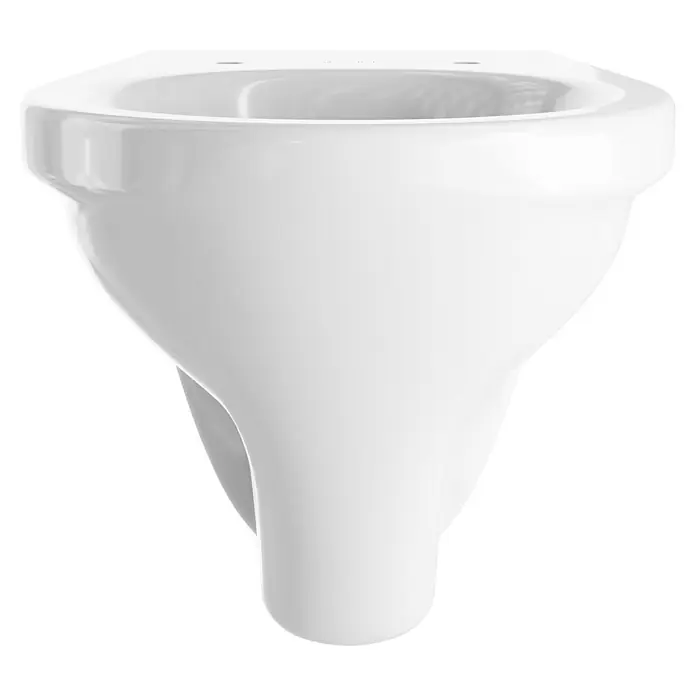 Villeroy & Boch Wand-WC Omnia Pro - Mit Spülrand, Mit schmutzabweisender Glasur, Spülform: Tief, WC Abgang: Waagerecht, Weiß - Nahaufnahme eines weißen wandhängenden Waschbeckens vor schwarzem Hintergrund, das elegante Design und Funktionalität vereint.