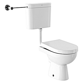 Geberit Renova Stand-WC-Kombination (Mit Spülrand, Ohne Spezialglasur, Spülform: Tief, WC Abgang: Waagerecht, Weiß, Mit WC-Sitz)