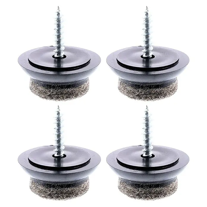 Wagner System Filzgleiter Ultrasoft Slim - Durchmesser: 20 mm, Schrauben, 4 Stk. - Dieses Bild zeigt vier Möbelfüße mit Schrauben und Filzgleitern für den Einsatz auf Böden. Sie schützen vor Kratzern und sind leicht zu montieren.