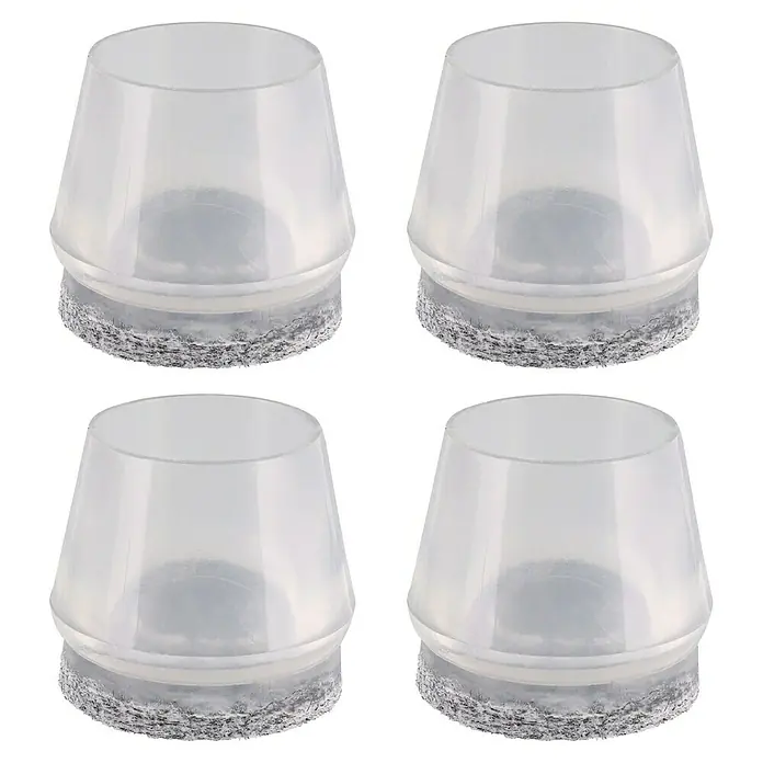 Wagner System Rohrkappen Filz - Durchmesser: 24 mm, Transparent, 4 Stk. - Ein Vierer-Set transparente Stuhlbeinkappen mit Filzgleitern zum Schutz von Böden vor Kratzern und zur Reduzierung von Geräuschen beim Bewegen.