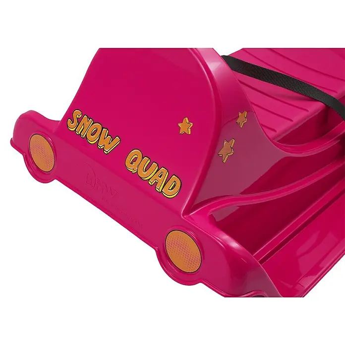 KHW Schlitten Snow Quad - L x B: 91 x 48 cm, Belastbarkeit: 30 kg, Kunststoff, Pink - Nahaufnahme eines pinkfarbenen Schneeschlittens mit der Aufschrift "Snow Quad" und Sternen.