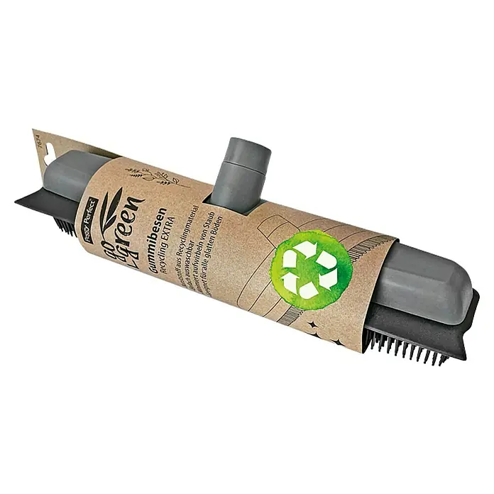 Peggy Perfect goGreen Bodenwischer Gummibesenkopf - Breite Besen: 38 cm, Material Borsten: Gummi - Abgebildeter Gummibesen der Marke Peggy Perfect, Modell Go Green Recycling Extra.